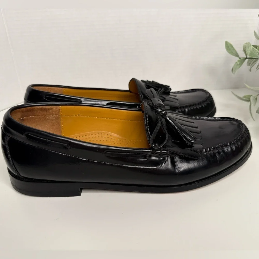 Cole Haan Pinch Tassel Classic Black Leather Dress Loafers Size 10D Preppy Lux